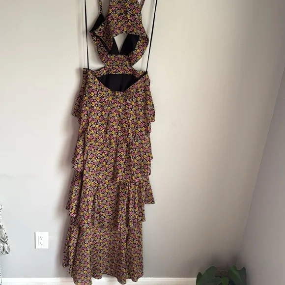 A.L.C. Titus silk maxi Dress in Pink Multi 8 - Picture 3 of 12